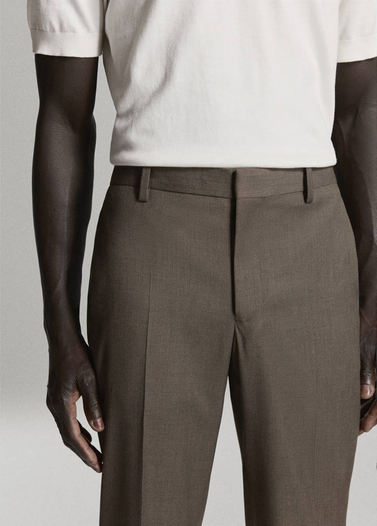Stretch fabric super slim-fit suit trousers — Medium Brown