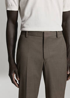 Stretch fabric super slim-fit suit trousers — Medium Brown 3