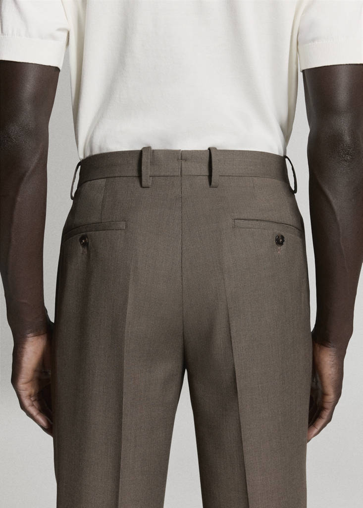 Stretch fabric super slim-fit suit trousers — Medium Brown