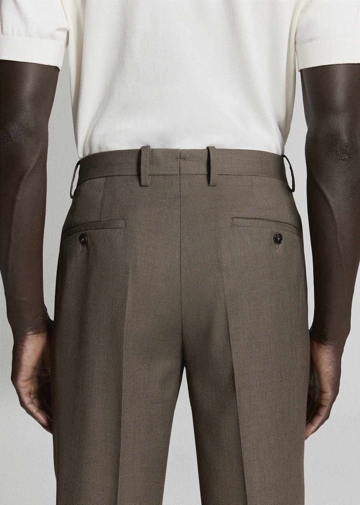 Stretch fabric super slim-fit suit trousers — Medium Brown