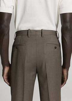 Stretch fabric super slim-fit suit trousers — Medium Brown 4