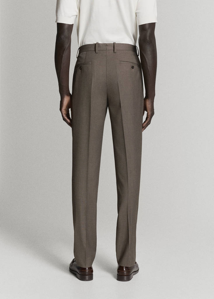 Stretch fabric super slim-fit suit trousers — Medium Brown