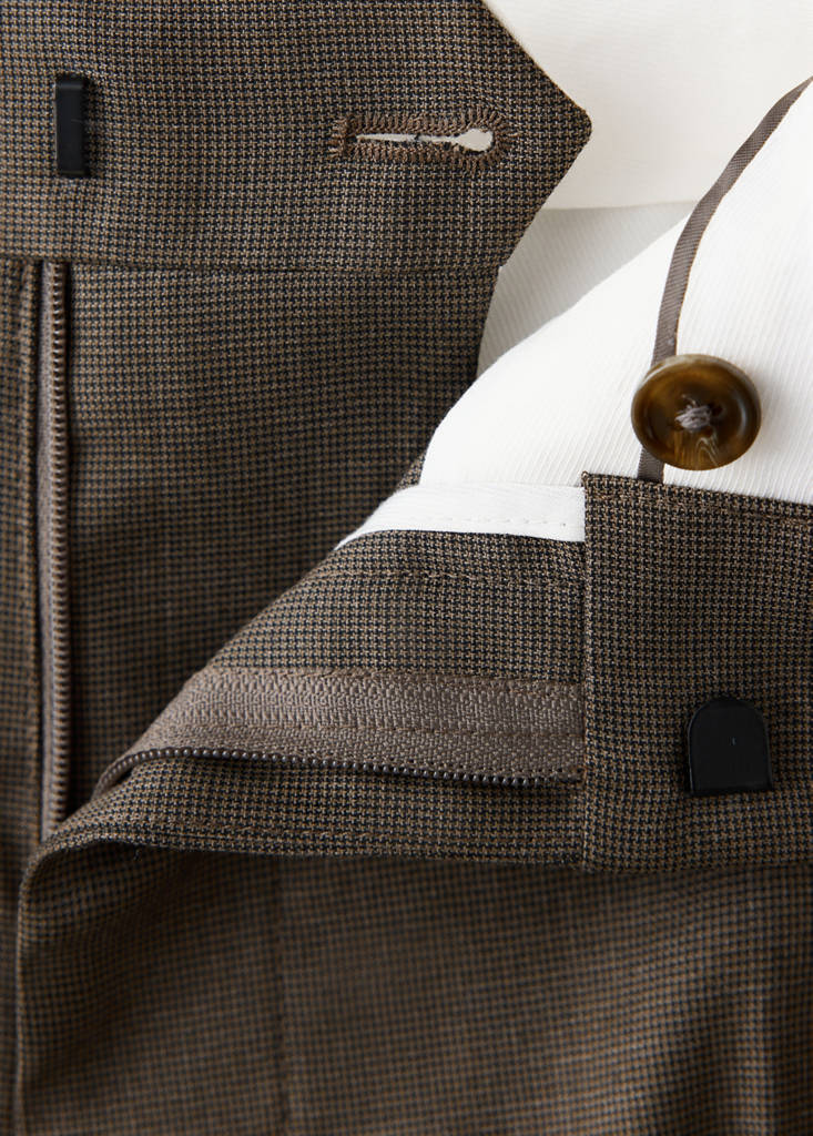 Stretch fabric super slim-fit suit trousers — Medium Brown