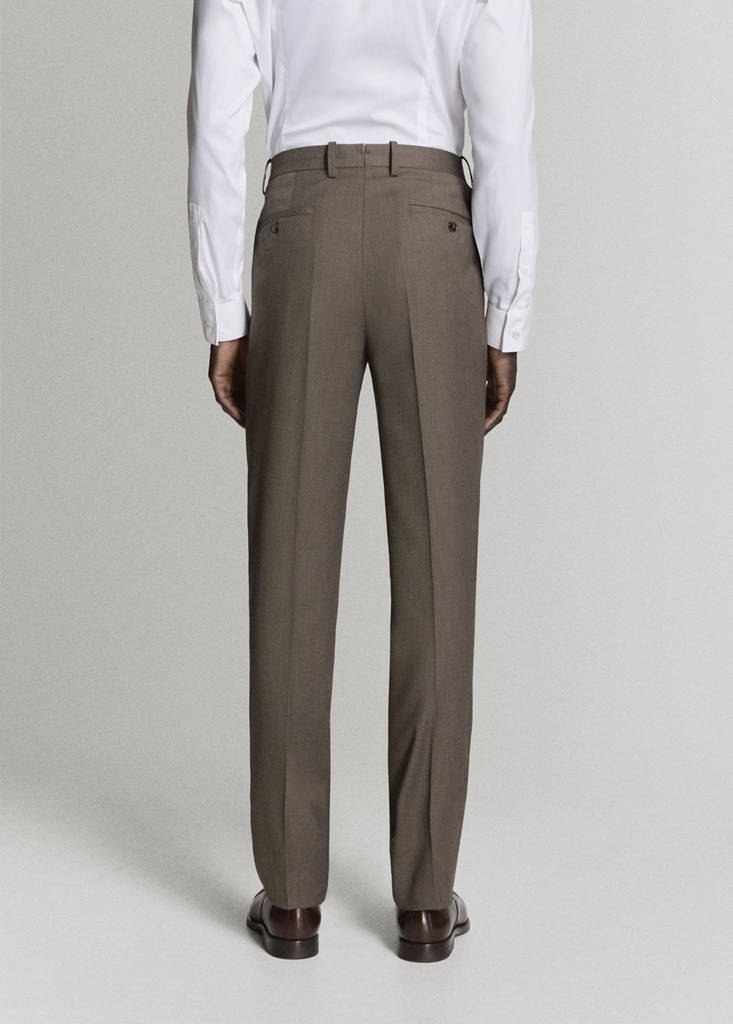 Stretch fabric super slim-fit suit trousers — Medium Brown