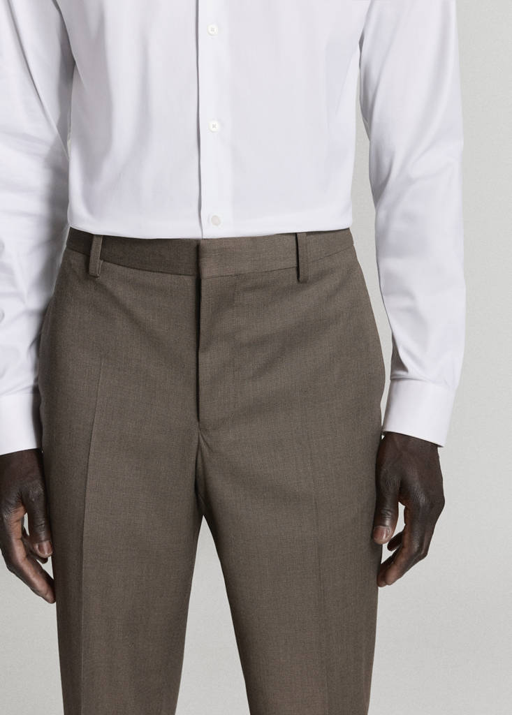Stretch fabric super slim-fit suit trousers — Medium Brown