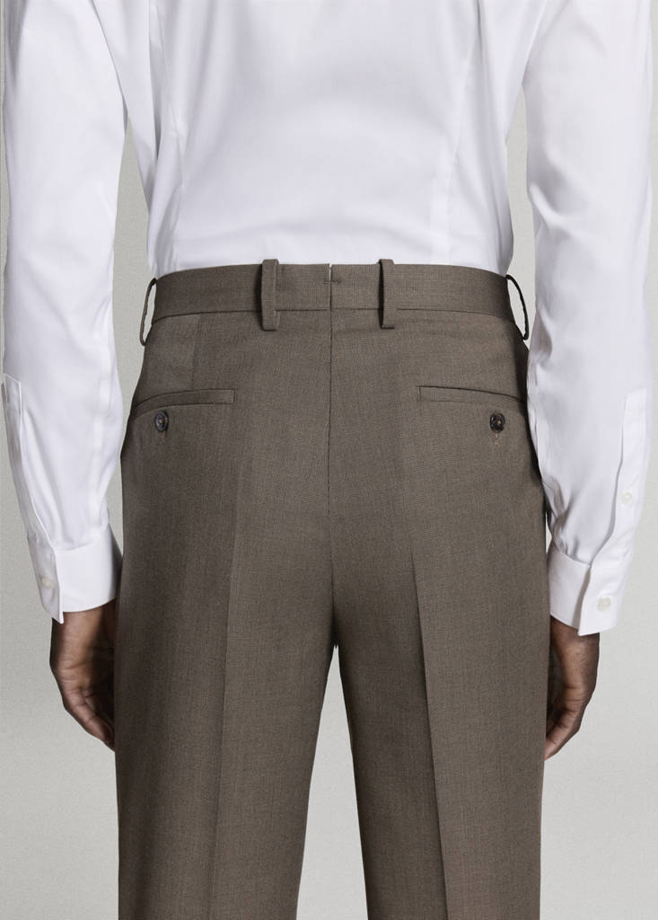 Stretch fabric super slim-fit suit trousers — Medium Brown