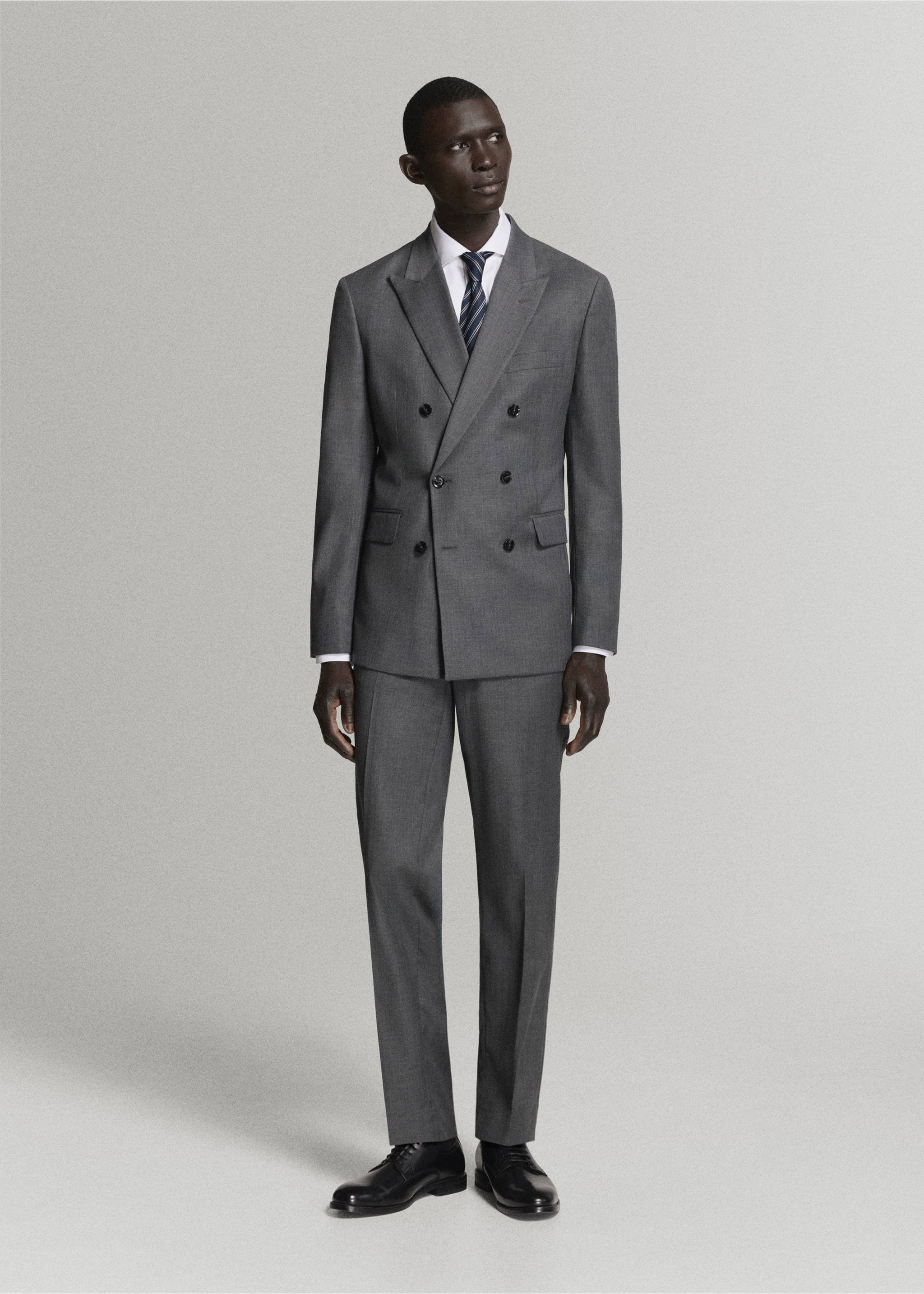 Monaco slim-fit suit trousers - General plane, Medium Heather Grey. Ref: 37025159-00.