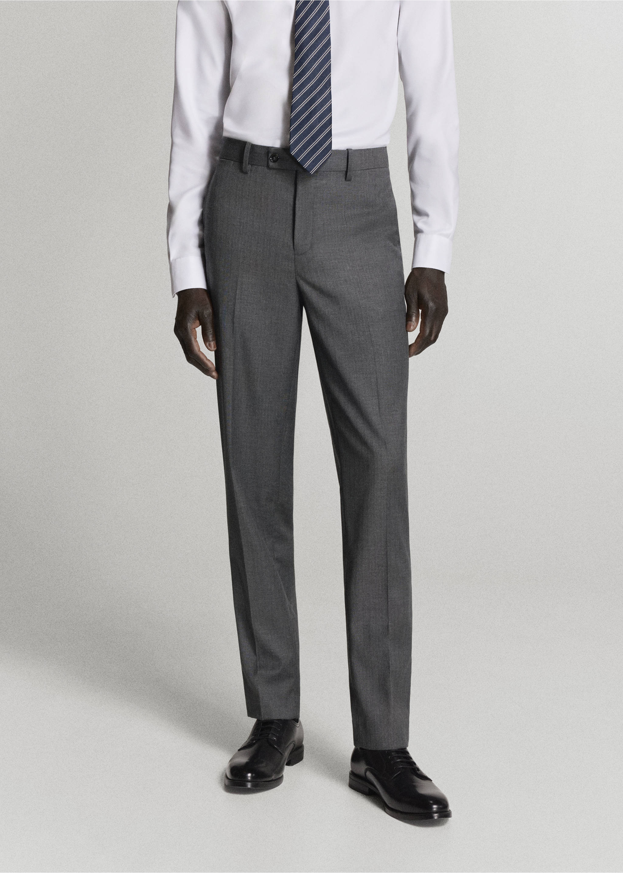 Monaco slim-fit suit trousers - Medium plane, Medium Heather Grey. Ref: 37025159-00.