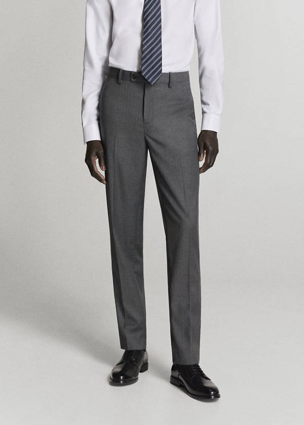 Monaco slim-fit suit trousers — Medium Heather Grey