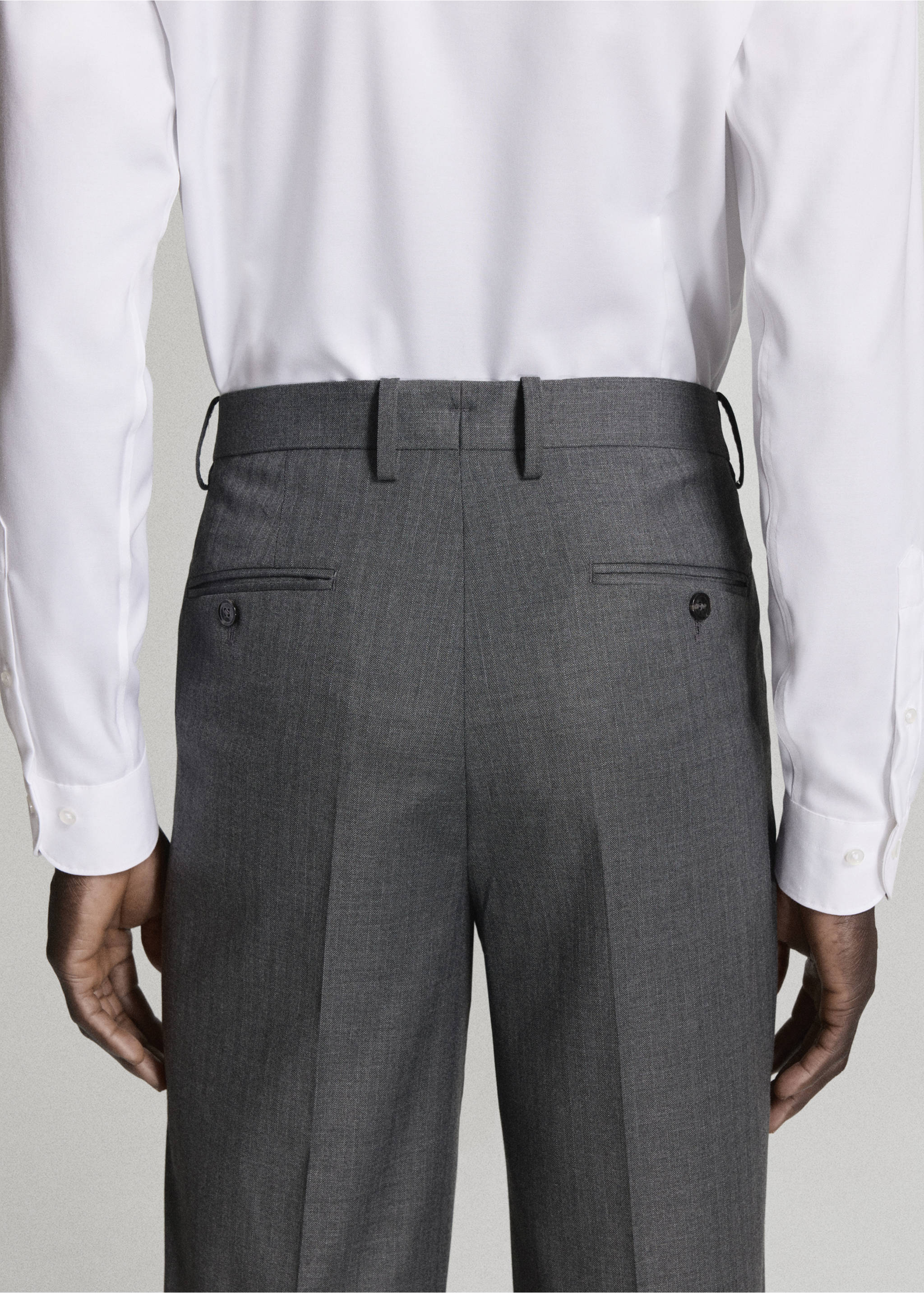 Monaco slim-fit suit trousers - Details of the article 3, Medium Heather Grey. Ref: 37025159-00.