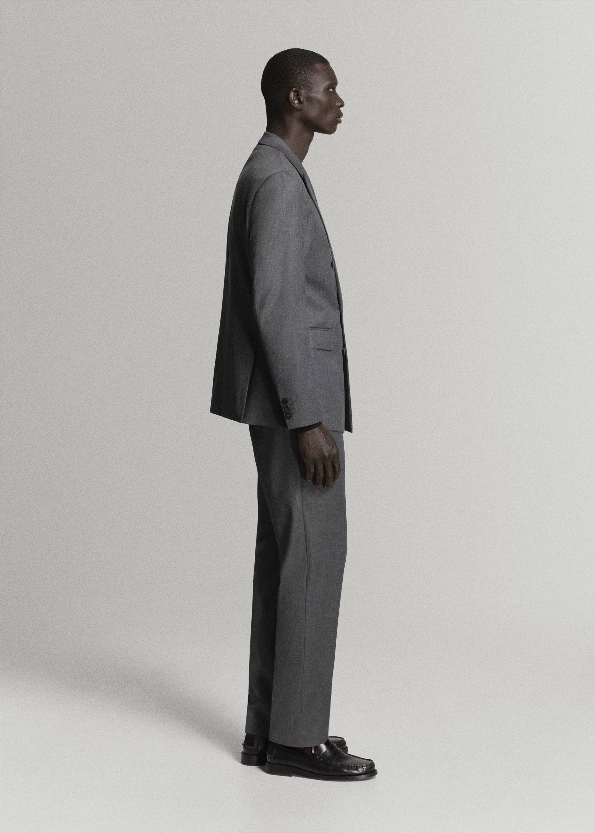 Monaco slim-fit suit trousers - Details of the article 2, Medium Heather Grey. Ref: 37025159-01.