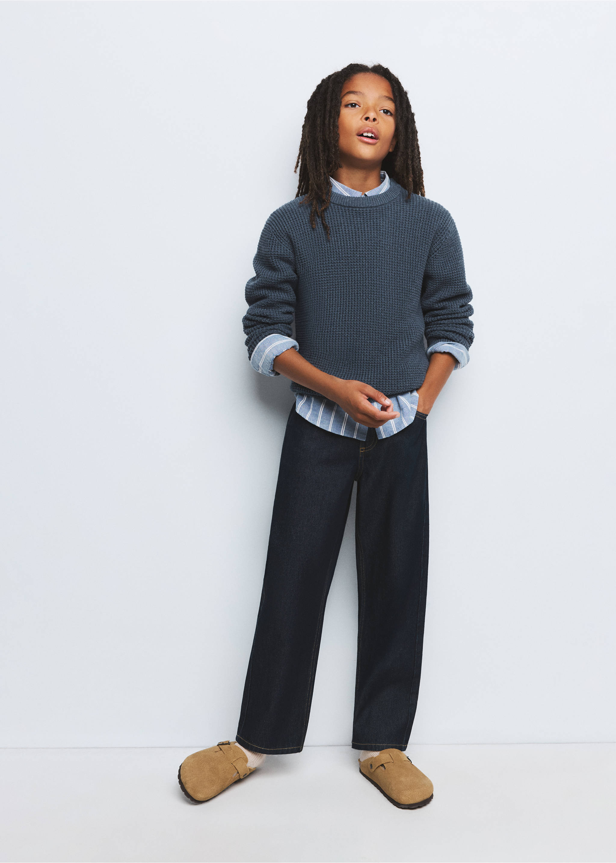 Structured knitted sweater - General plane, Night Blue. Ref: 37025162-00.