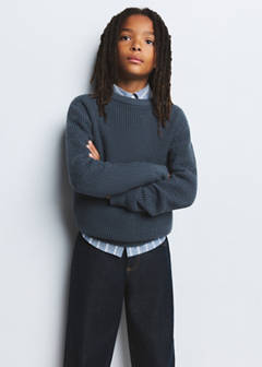 Structured knitted sweater — Night Blue 1