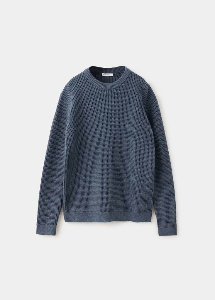 Structured knitted sweater — Night Blue