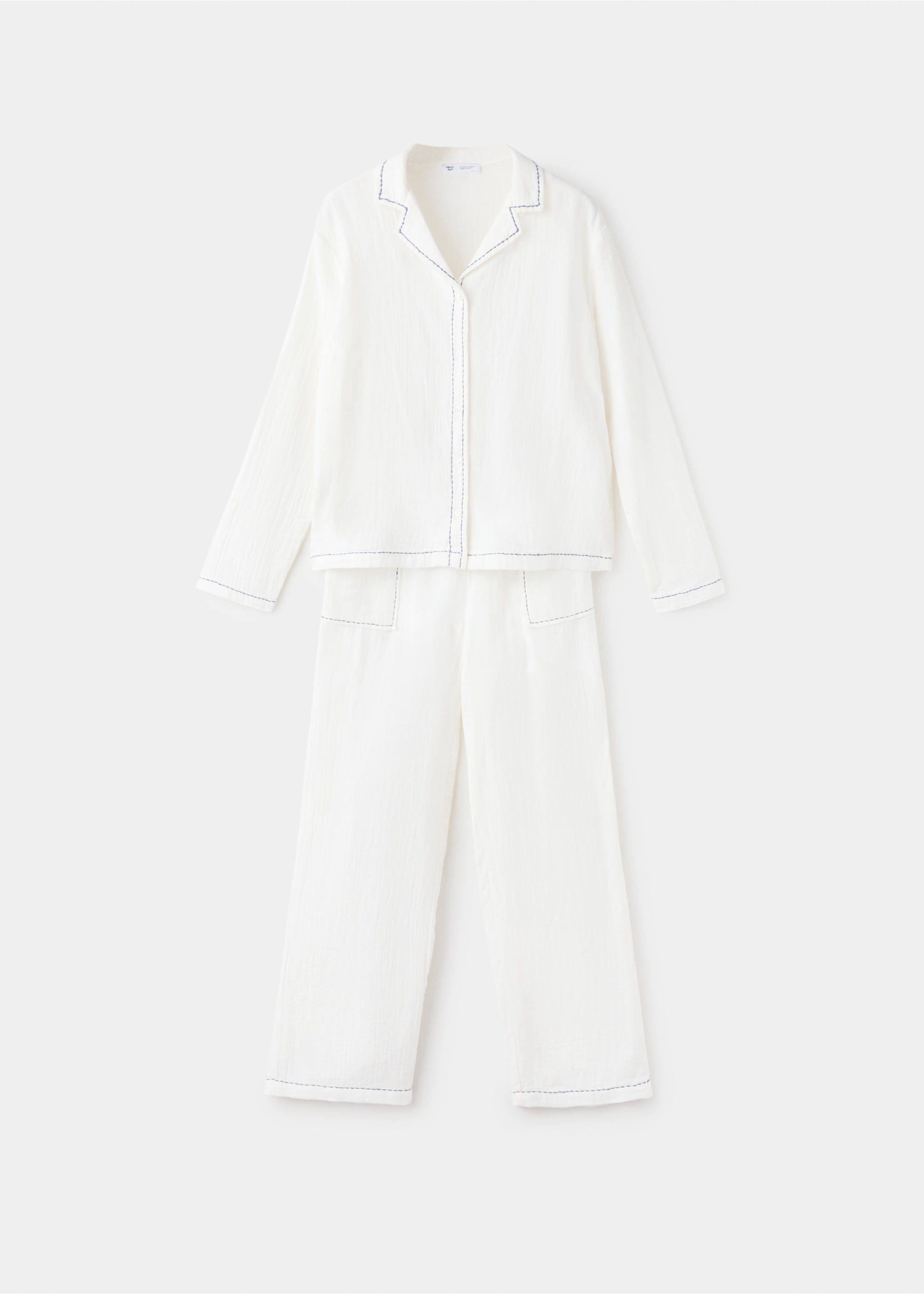 Pyjama deux pièces surpiqûre - Article sans modèle, Blanc cassé. Ref: 37025165-00.
