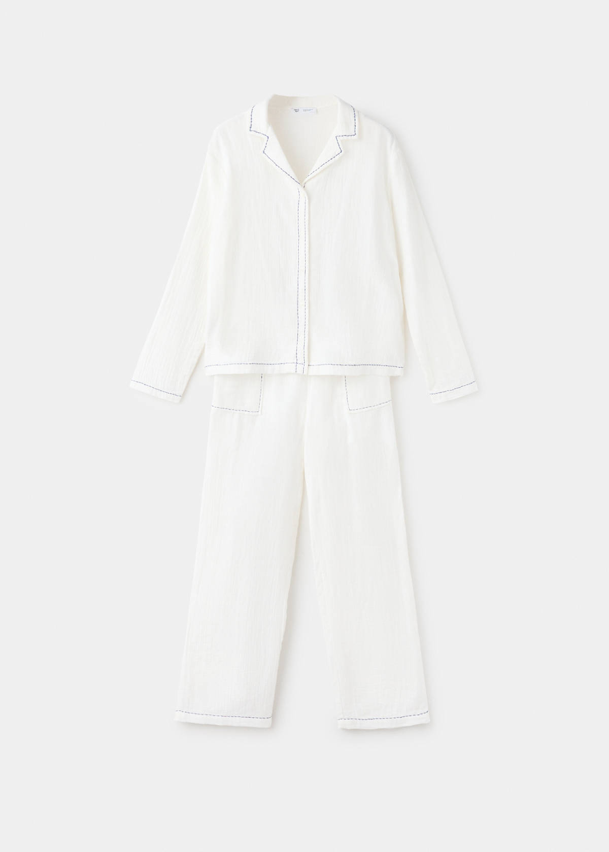 Textured pyjamas with contrast detailing — Off White