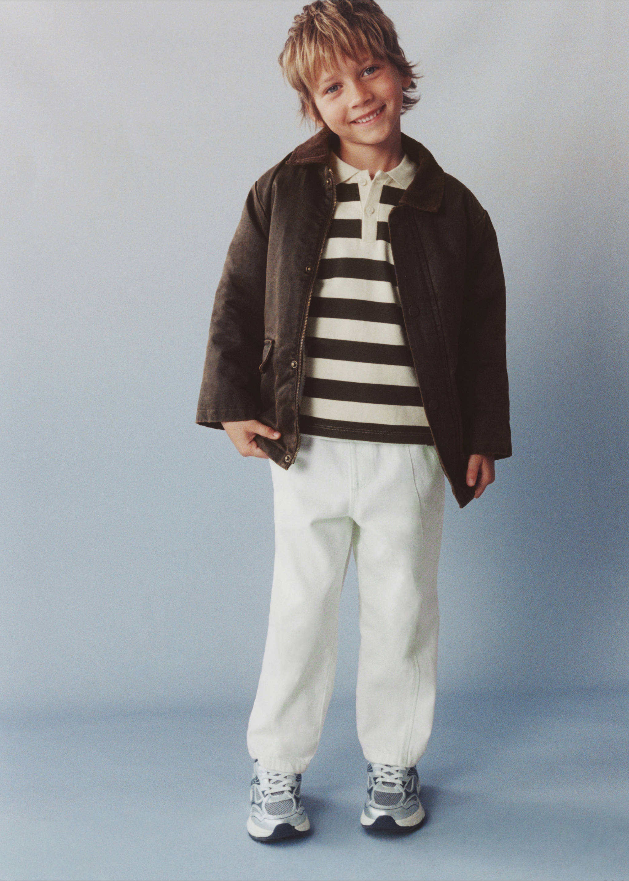 Straight-fit cotton trousers - Details of the article 5, Off White. Ref: 37025166-00.