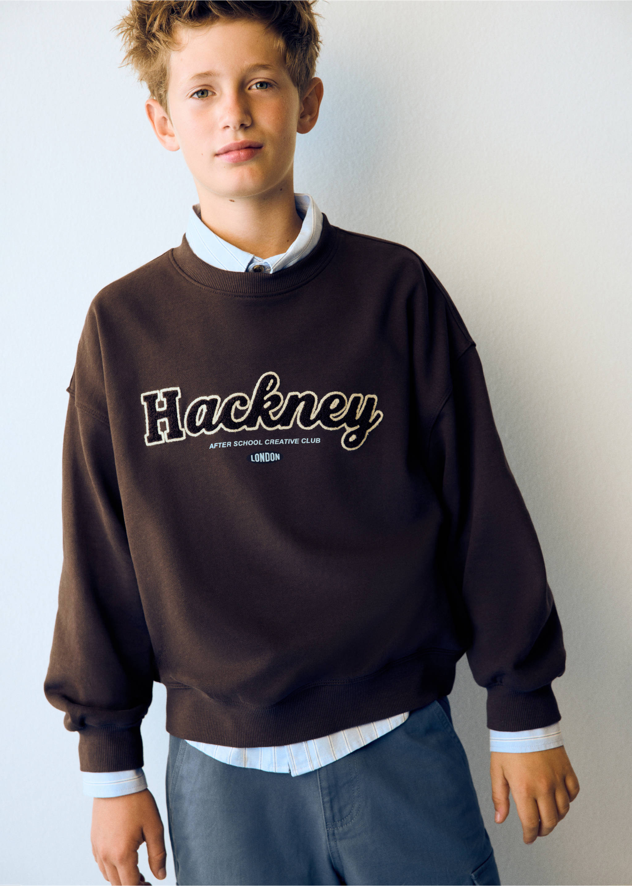 Oversized printed sweatshirt - Medium plane, Brown. Ref: 37025167-00.