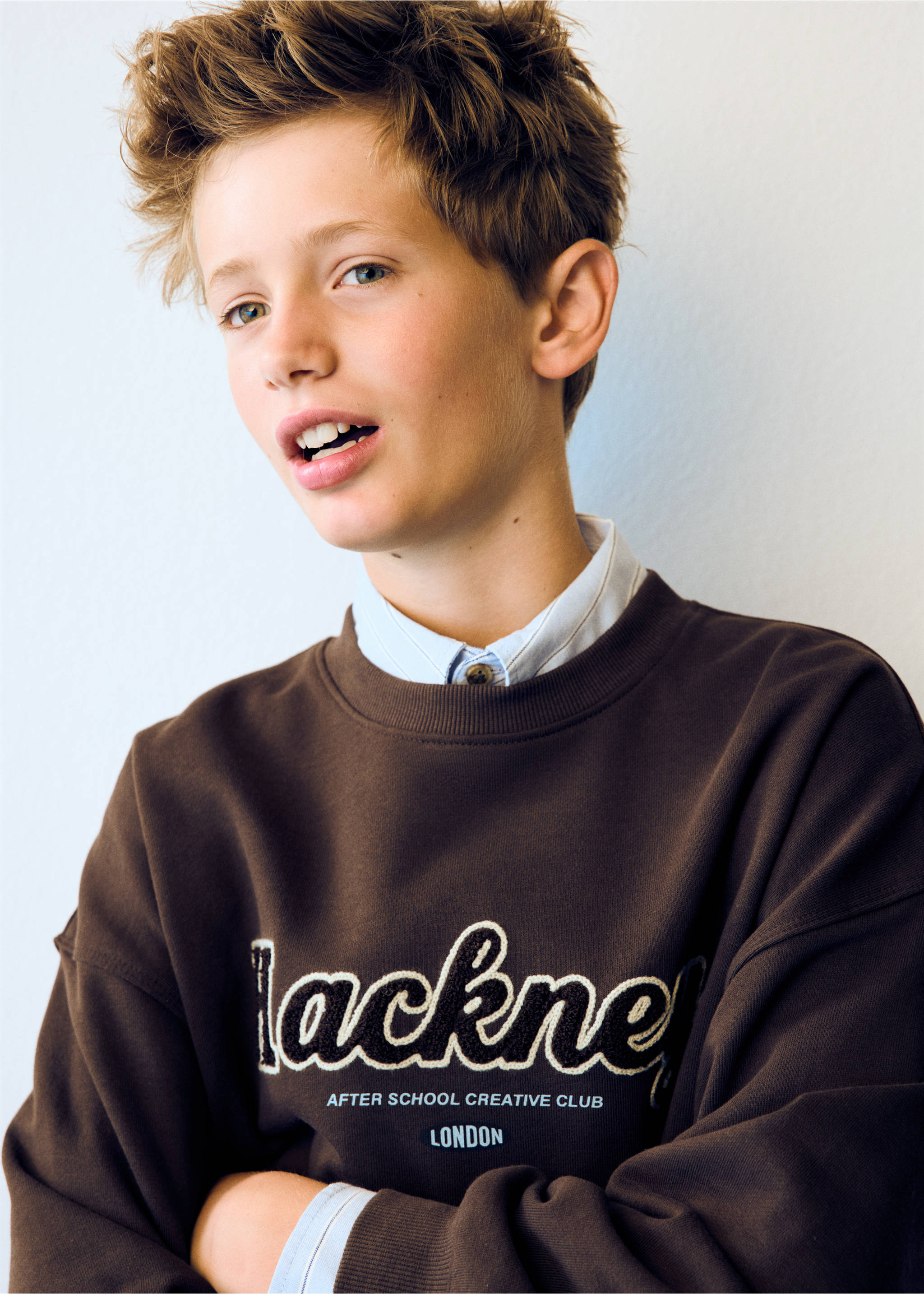 Oversized printed sweatshirt - Reverse of the article, Brown. Ref: 37025167-00.