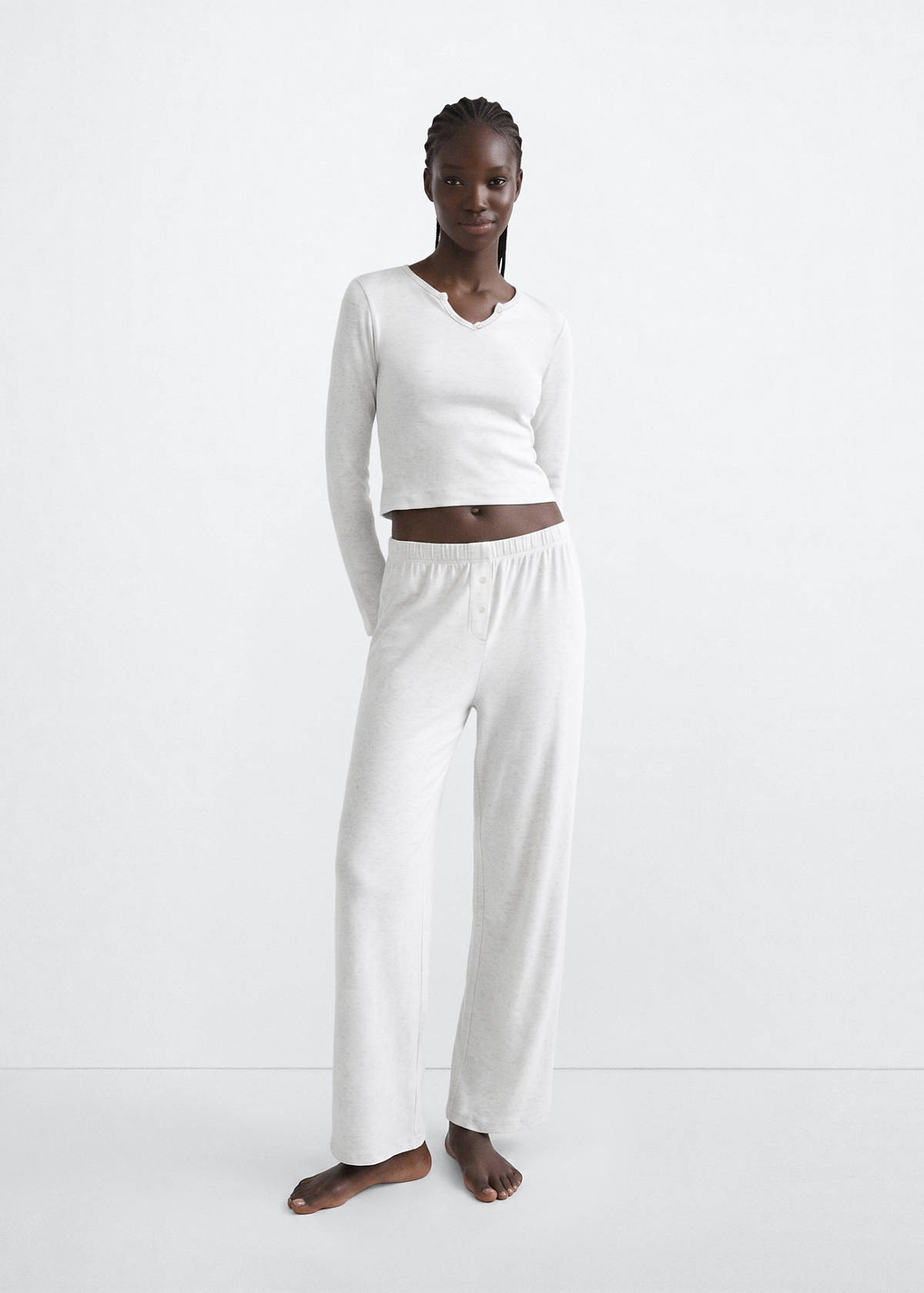 Flecked cotton pyjamas — Medium Heather Grey