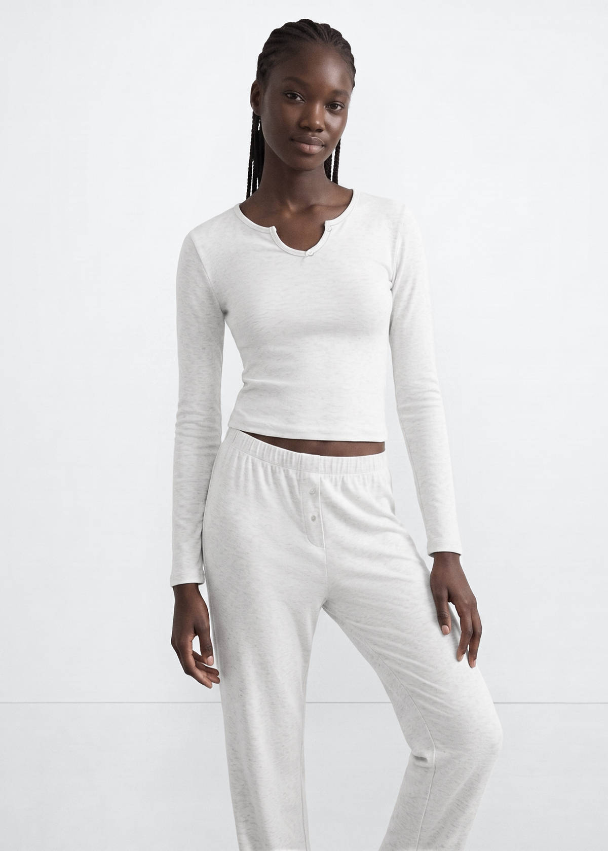Flecked cotton pyjamas — Medium Heather Grey