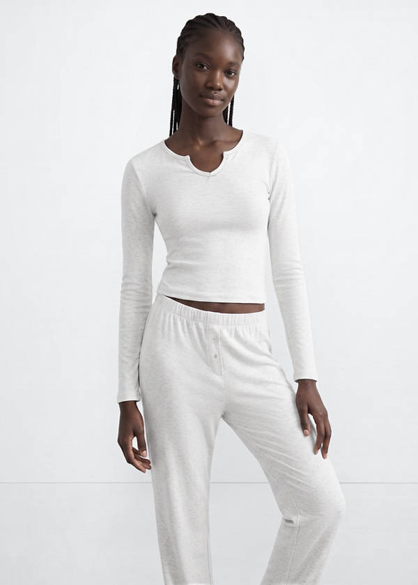 Flecked cotton pyjamas — Medium Heather Grey