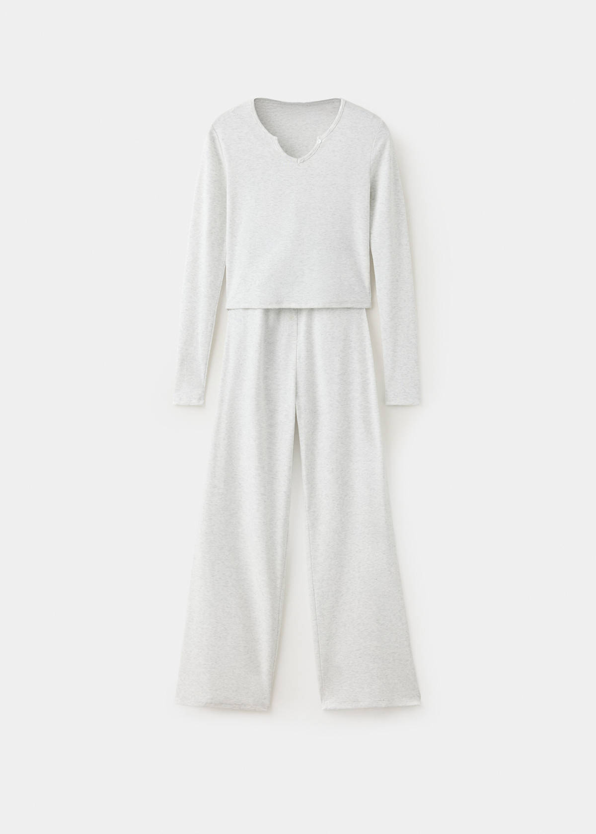 Flecked cotton pyjamas — Medium Heather Grey