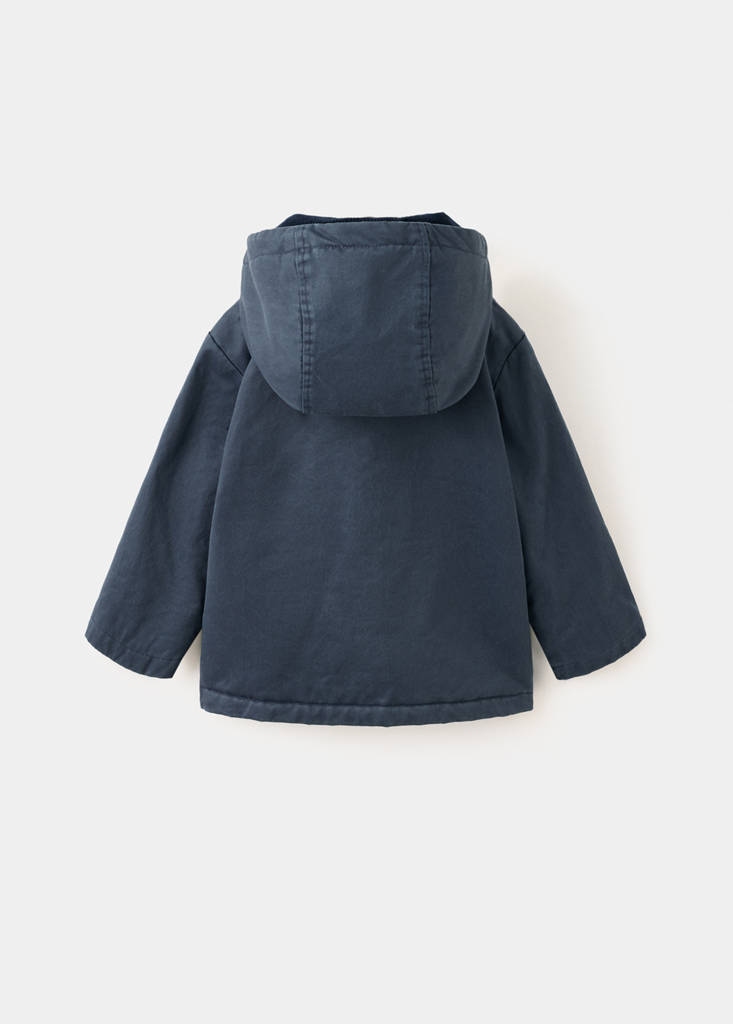 Waxed jacket with hood — Navy