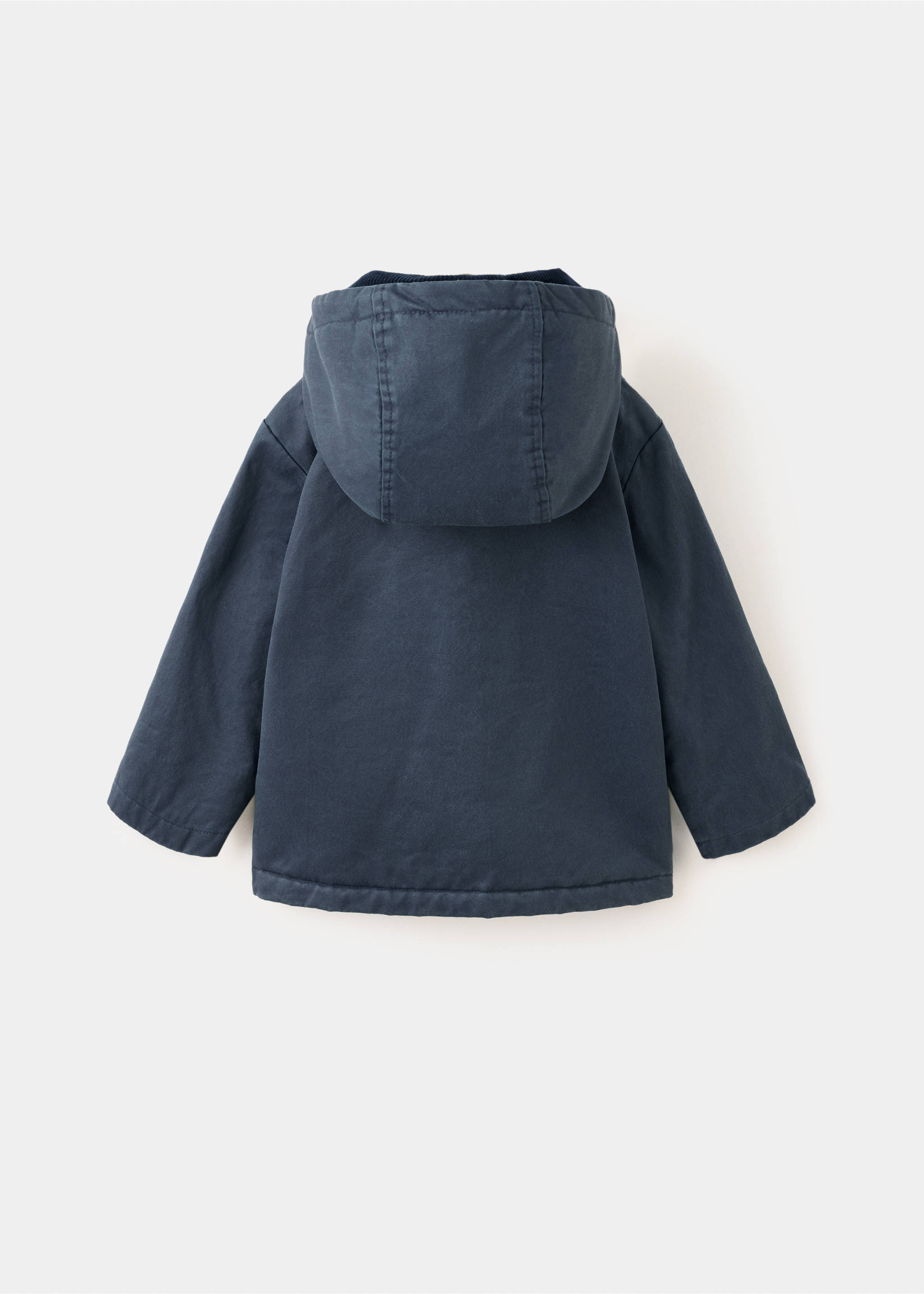 Waxed jacket with hood - Reverse of the article, Navy. Ref: 37025169-00.
