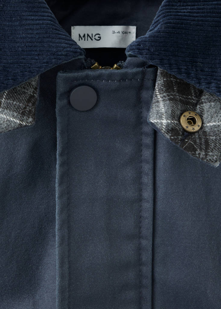 Waxed jacket with hood — Navy