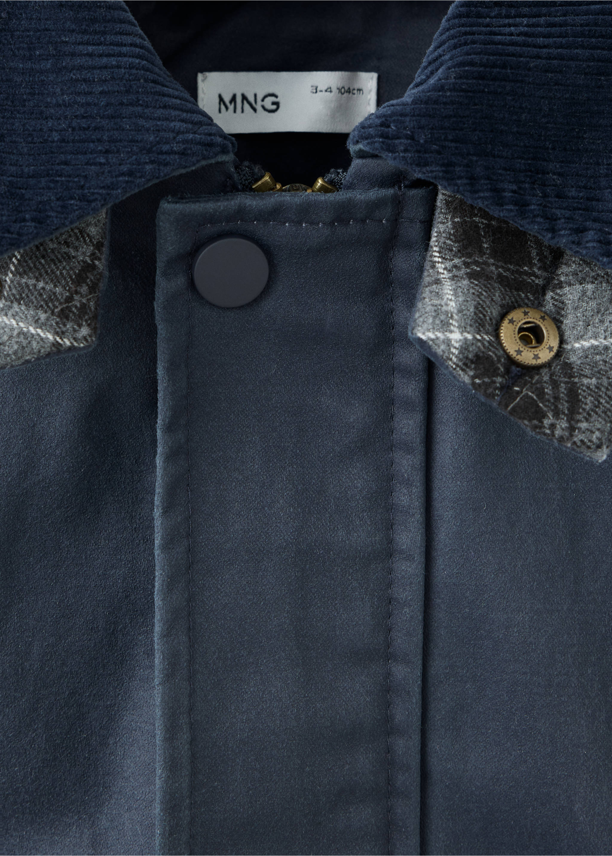 Waxed jacket with hood - Details of the article 8, Navy. Ref: 37025169-00.