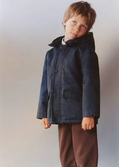 Waxed jacket with hood — Navy 1