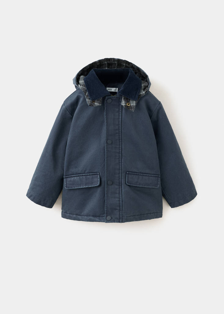 Waxed jacket with hood — Navy
