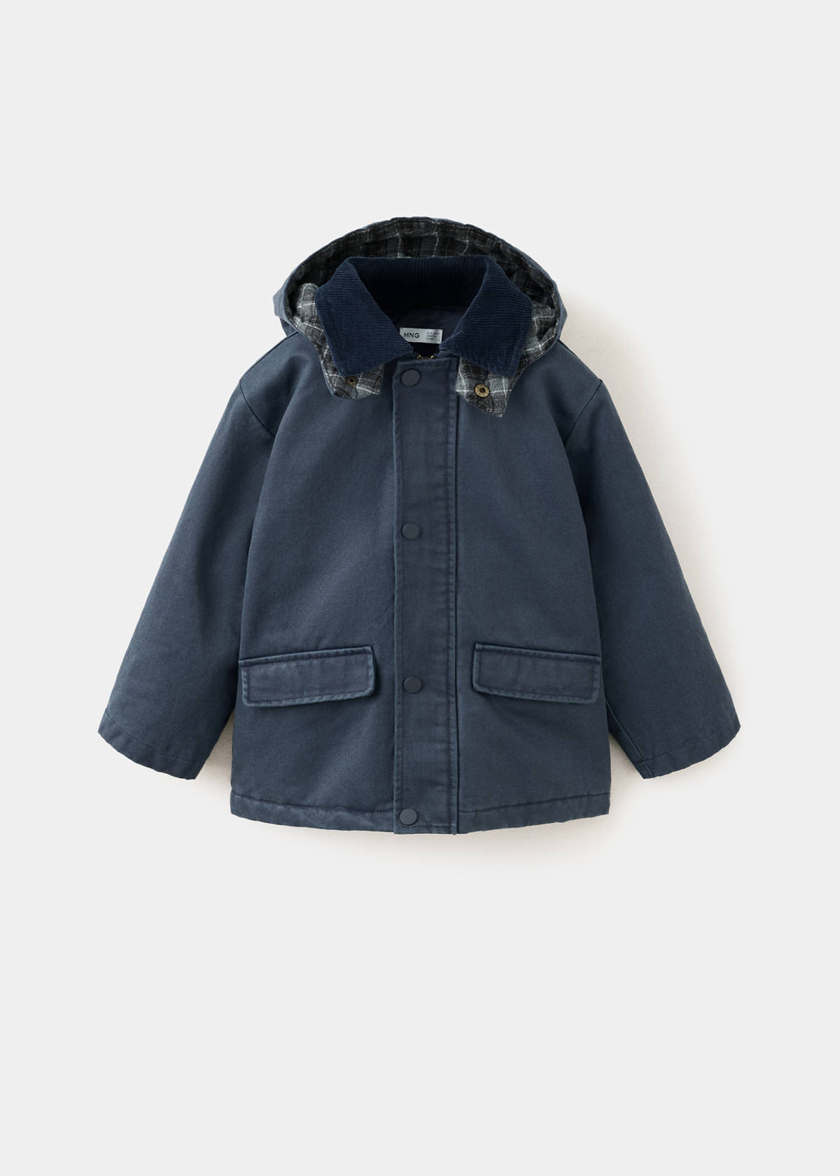 Waxed jacket with hood — Navy