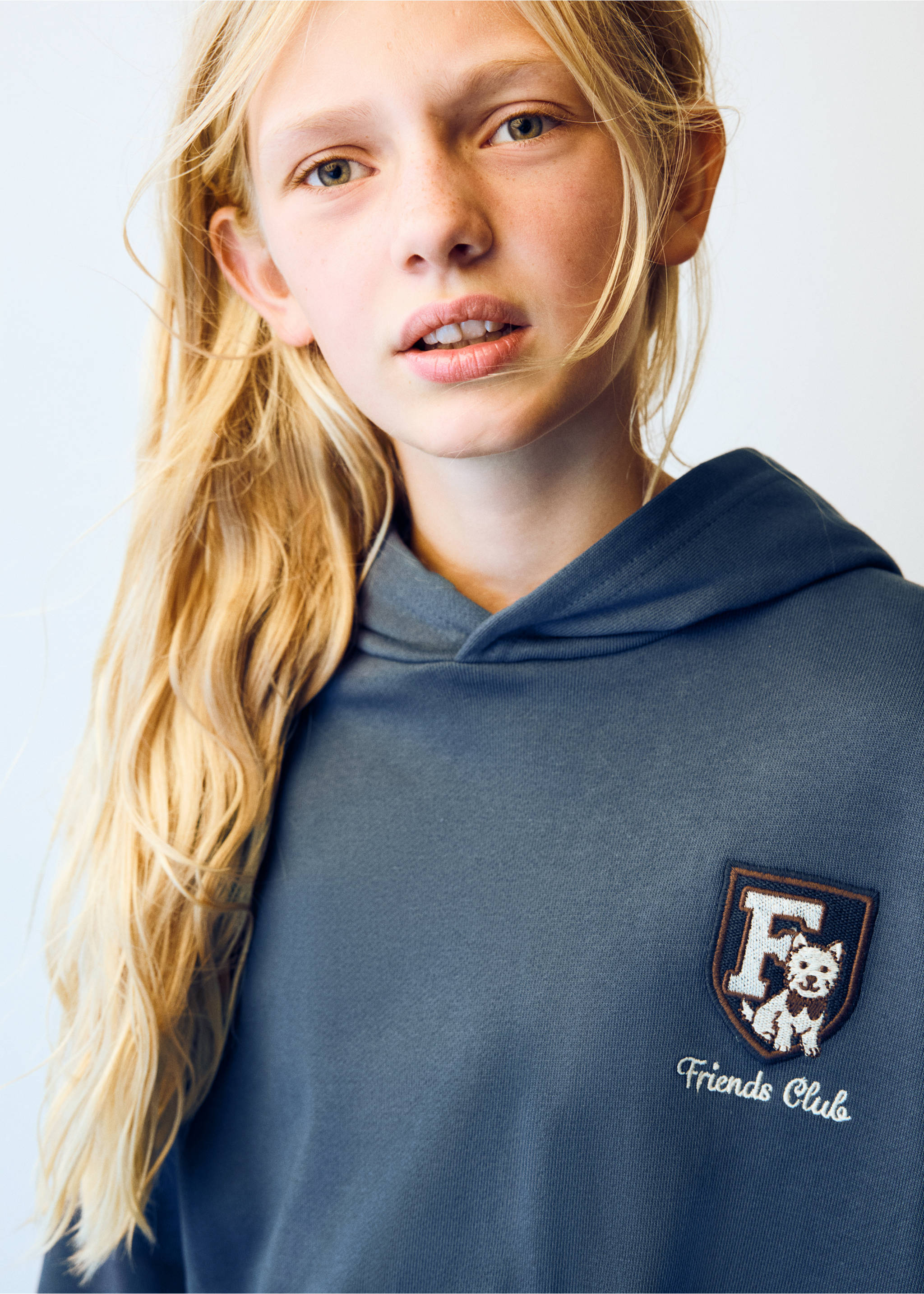 Relaxed fit embroidered sweatshirt - Details of the article 1, Blue. Ref: 37025170-00.