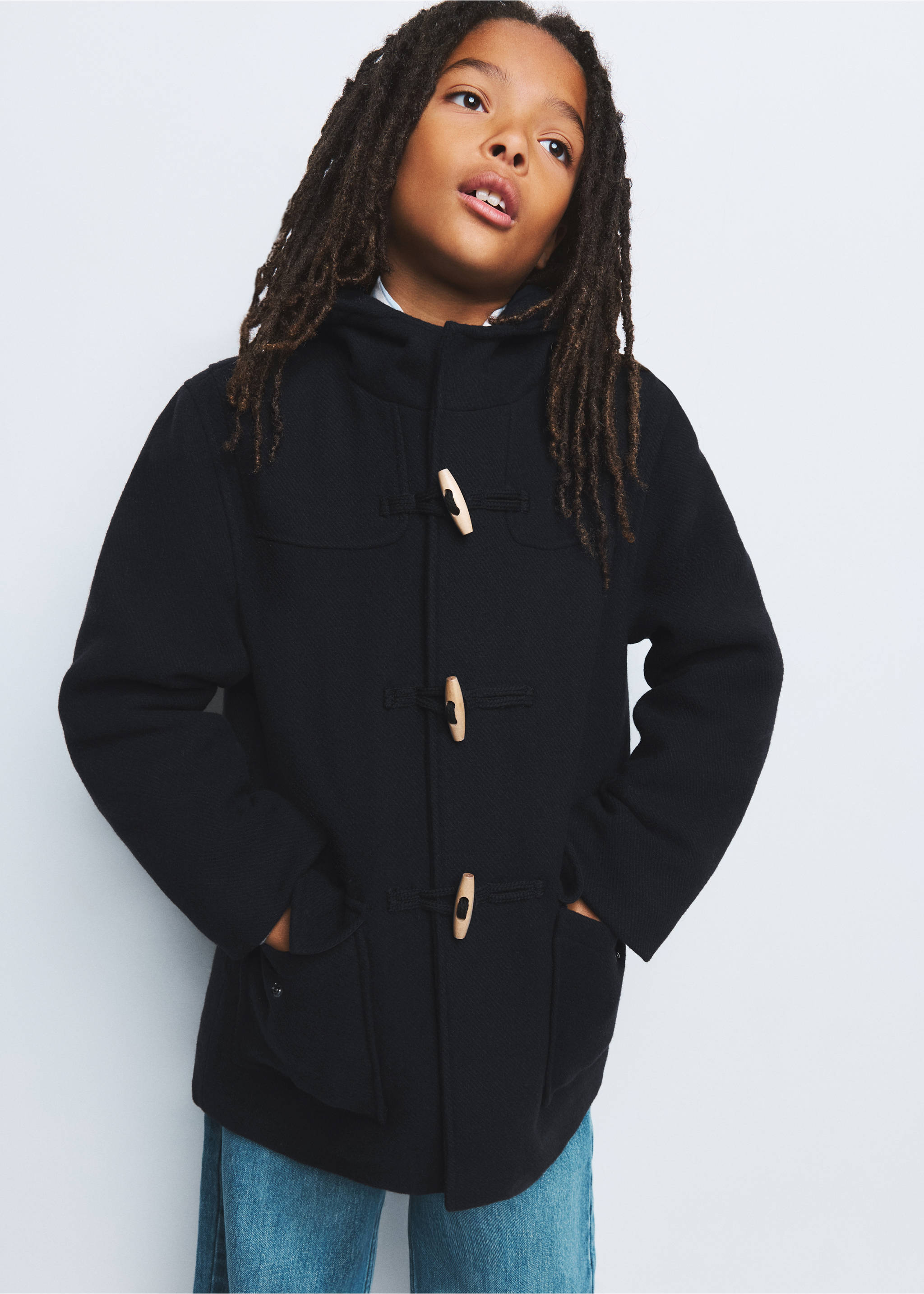 Wool blend hooded coat - General plane, Navy. Ref: 37025171-00.