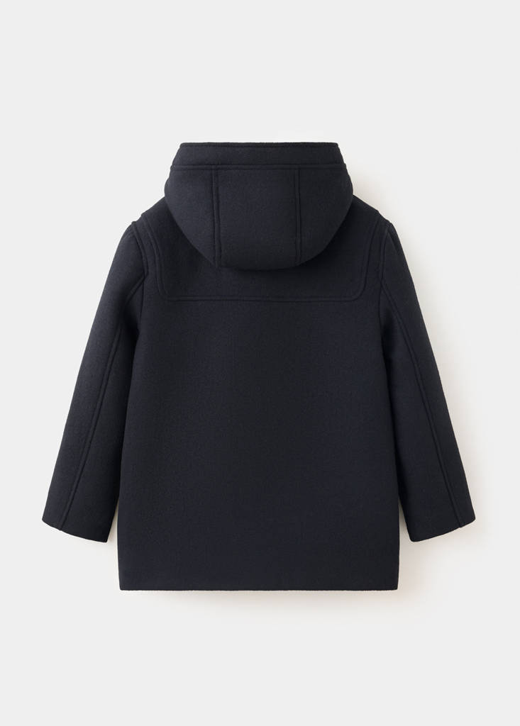 Wool blend hooded coat — Navy