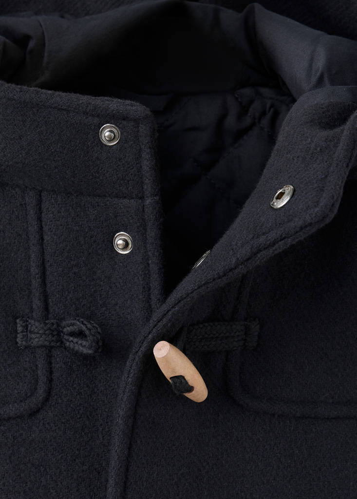 Wool blend hooded coat — Navy