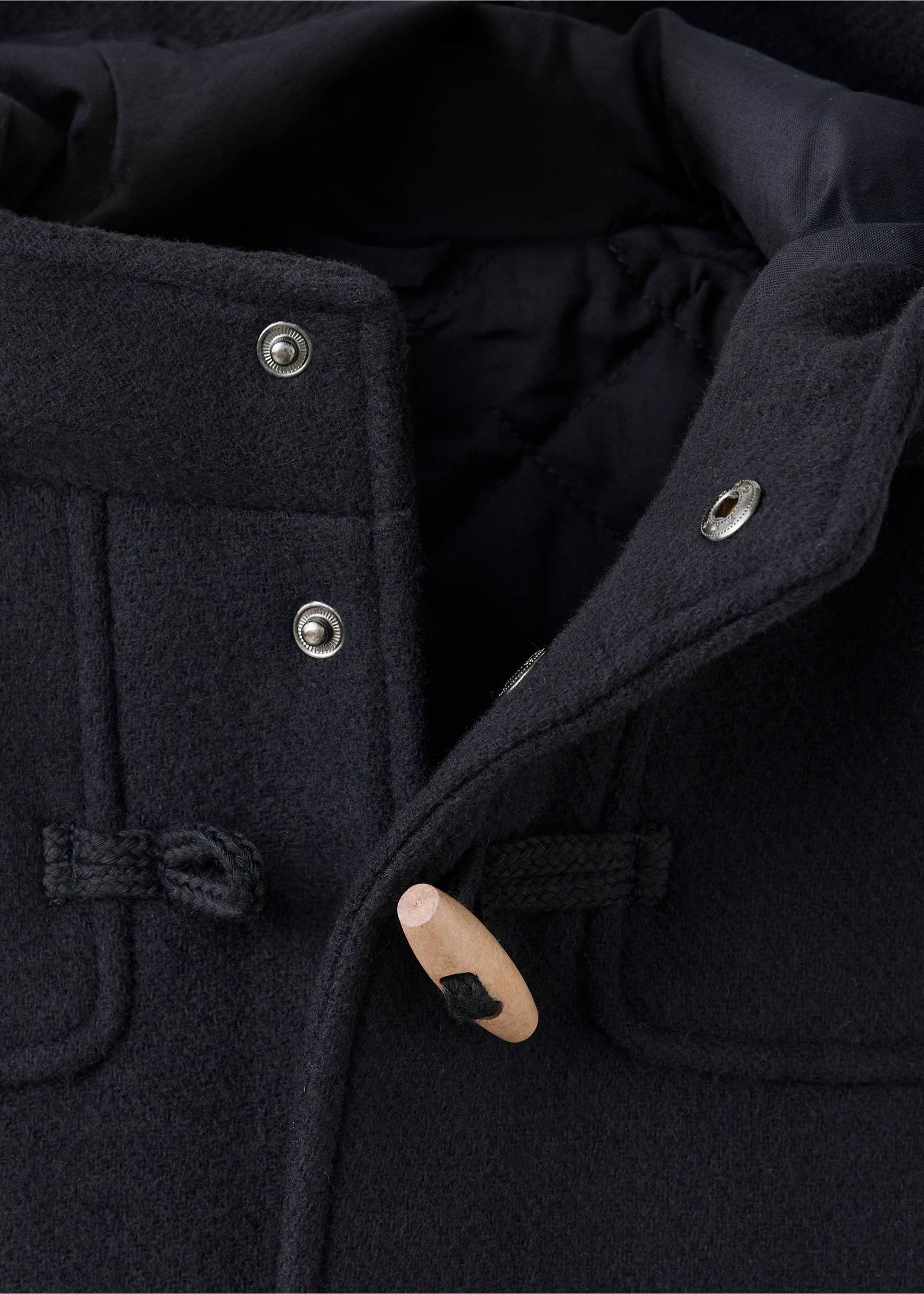 Wool blend hooded coat - Details of the article 8, Navy. Ref: 37025171-00.