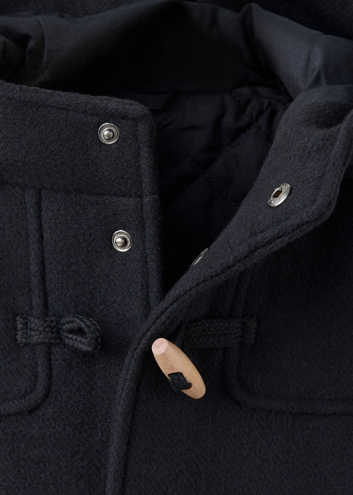 Wool blend hooded coat — Navy
