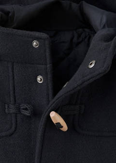 Wool blend hooded coat — Navy 4