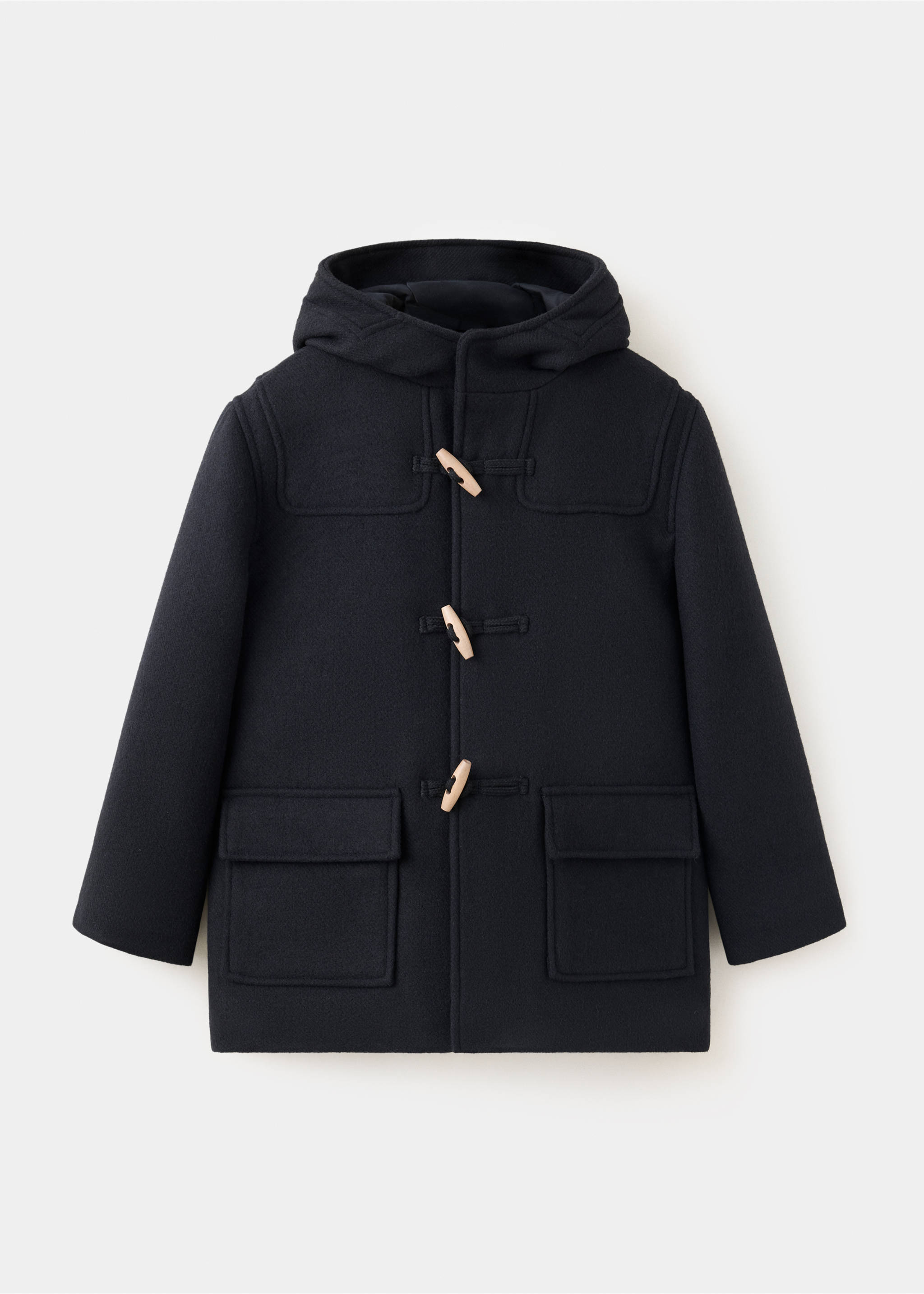 Wool blend hooded coat - Article without model, Navy. Ref: 37025171-00.