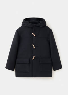 Wool blend hooded coat — Navy 3