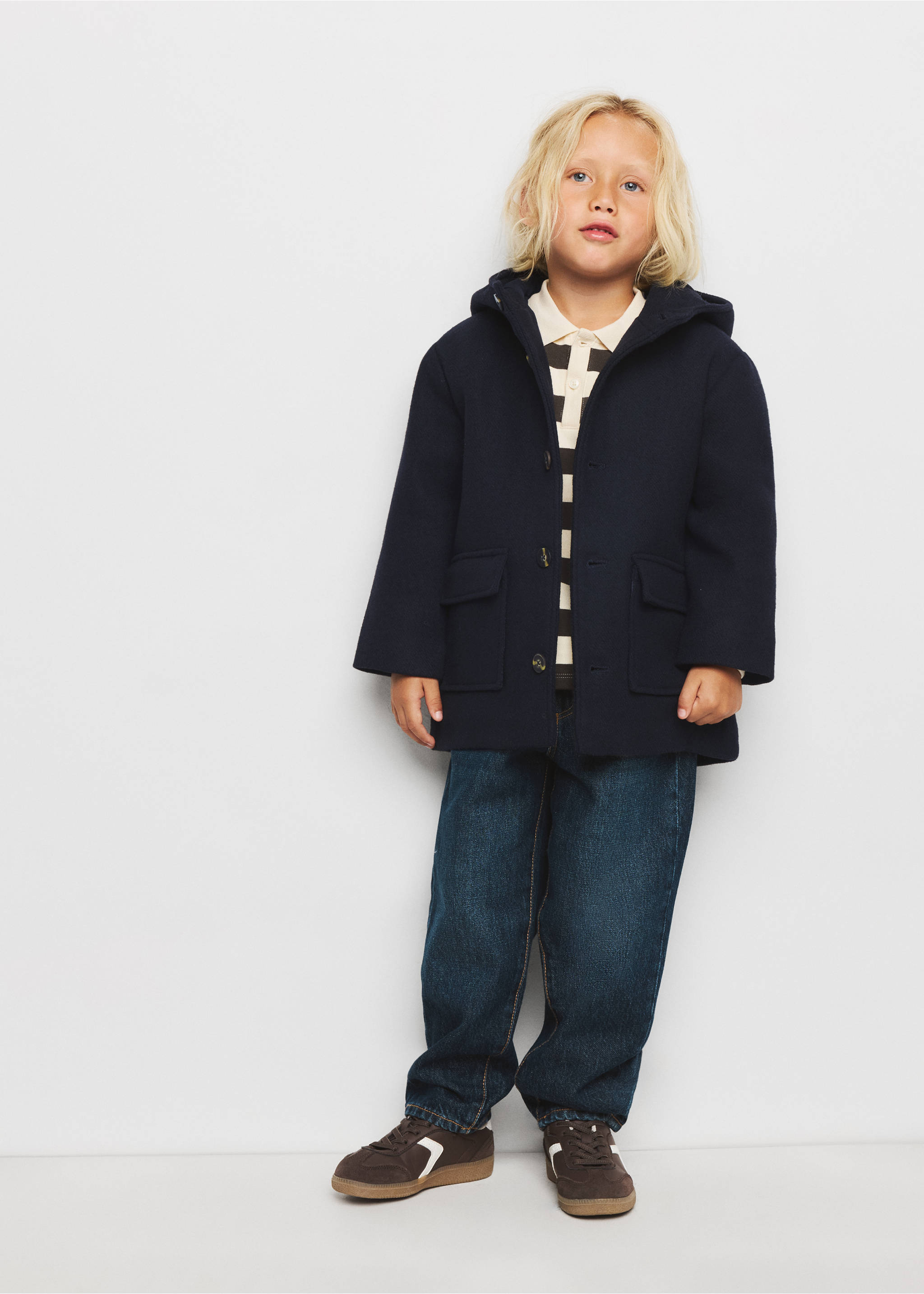 Wool blend overcoat - General plane, Navy. Ref: 37025172-00.