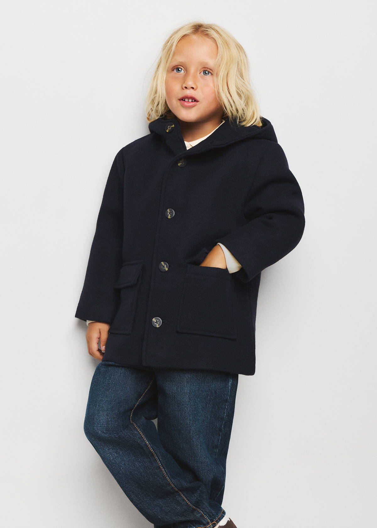 Wool blend overcoat — Navy