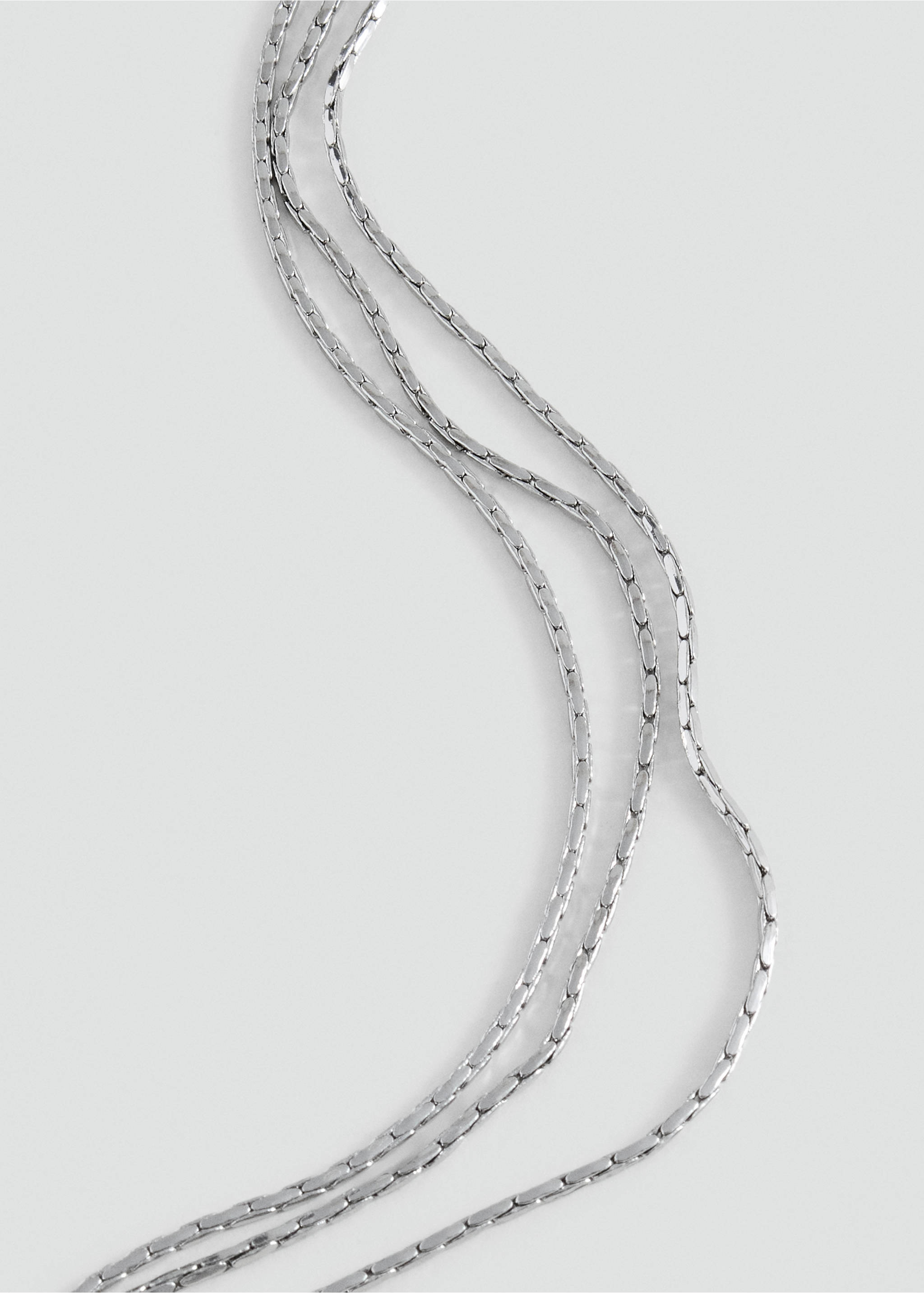 Silver-toned multi-strand chain necklace with delicate flat links., Silver. Ref: 37025179-00.