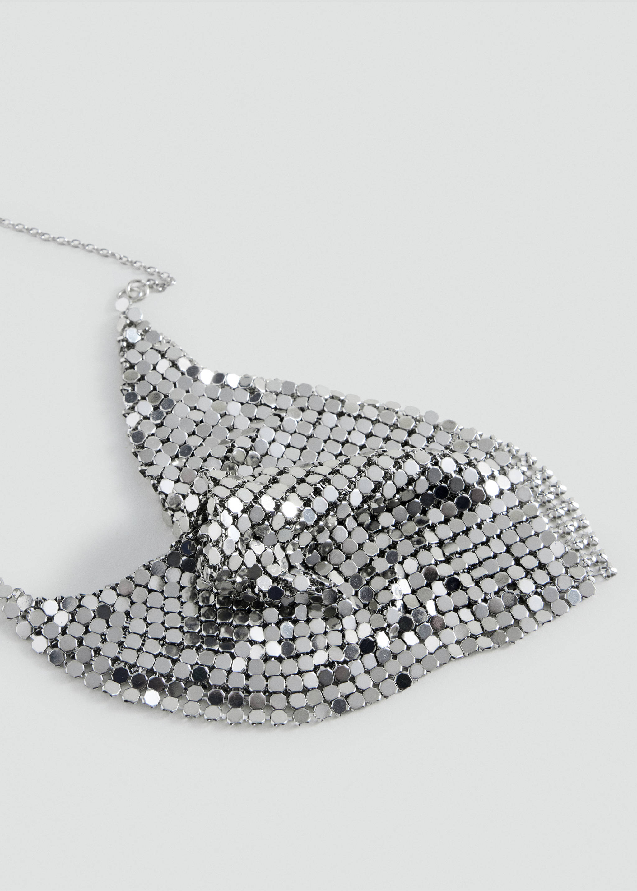 Silver metallic mesh collar necklace., Silver. Ref: 37025182-00.