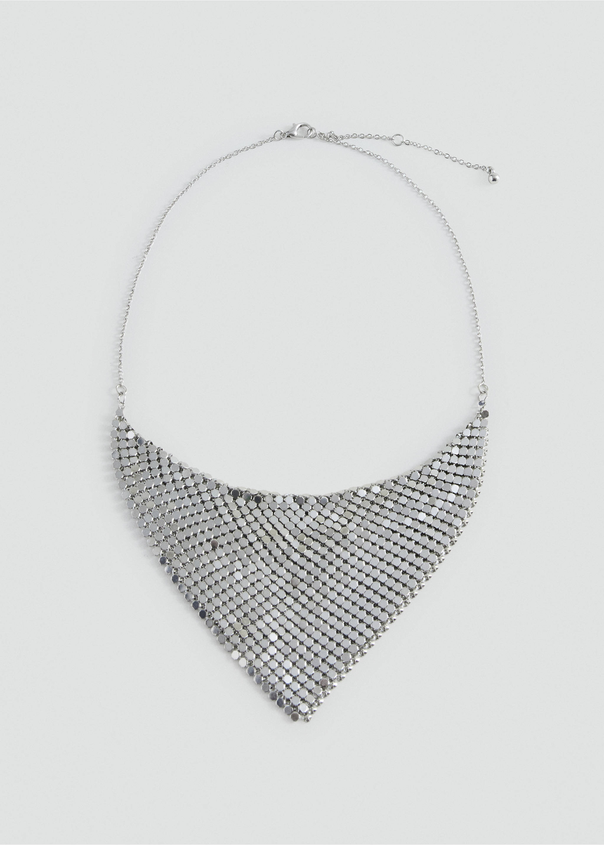 Silver metallic mesh bib collar necklace., Silver. Ref: 37025182-00.