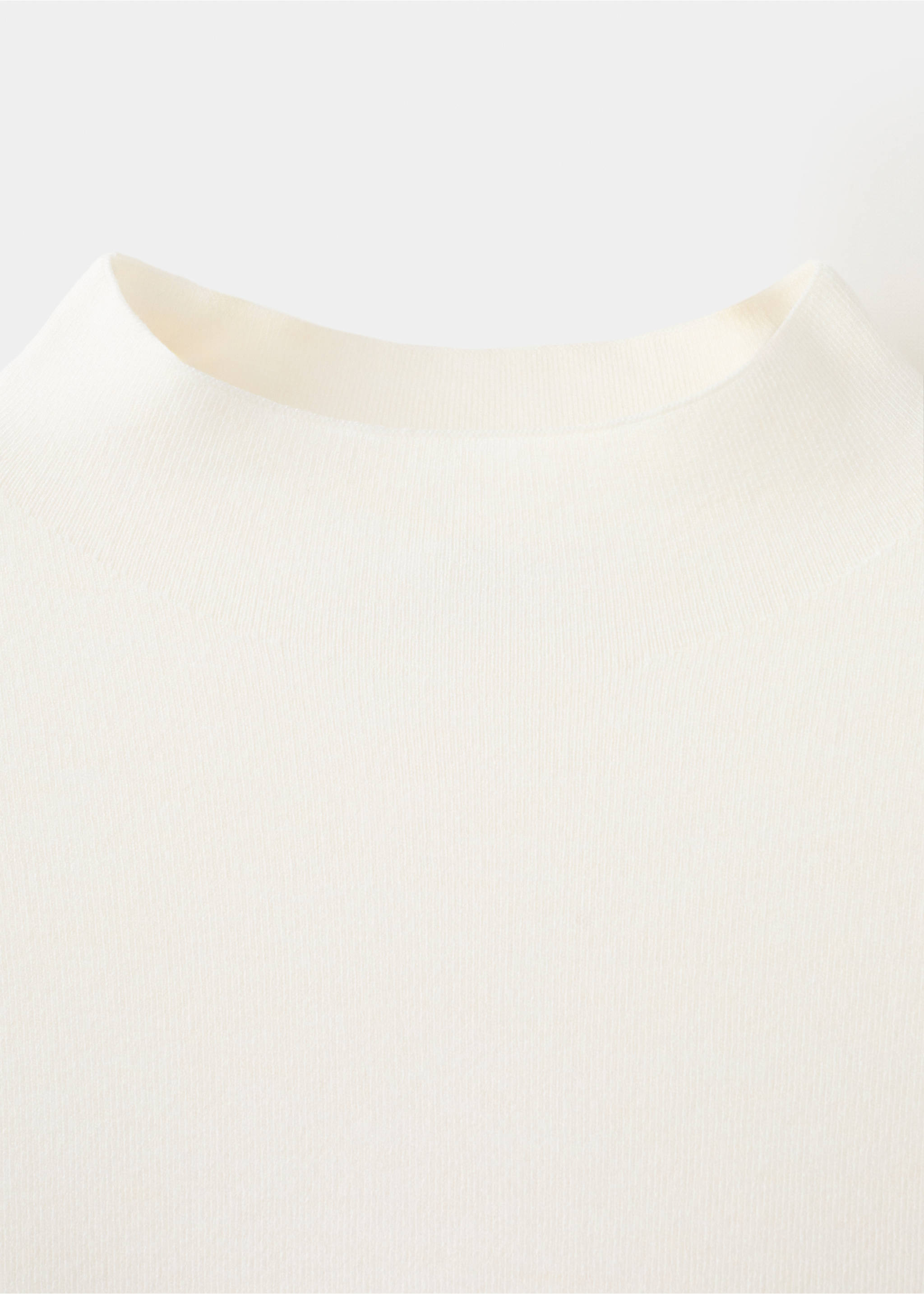Knitted sweater with perkins neck - Details of the article 8, Ecru. Ref: 37025838-00.