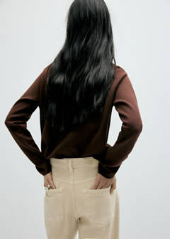 Knitted sweater with perkins neck — Chocolate 3